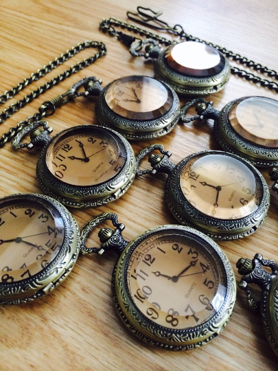 Traditional Antique Bronze Pocket Watch with chain Gift For Him