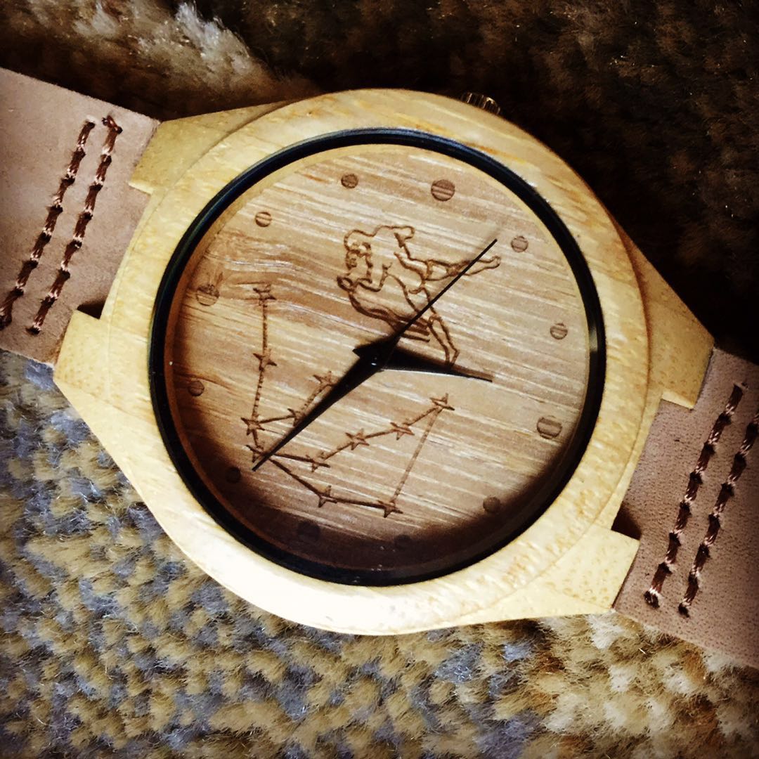 Men Wooden Quartz Watch With Constellation Christmas Gift Groomsmen Gift