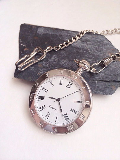 Groomsmens gifts Silver pocket watch Open Face  Simplicity Engravable Q002