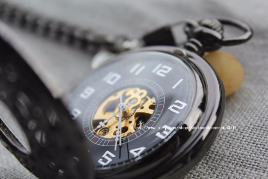 Neo Victorian Engravable Pocket Watch Mechanical Watch with chain Personalized Gift for him Groomsmen gifts MPW005
