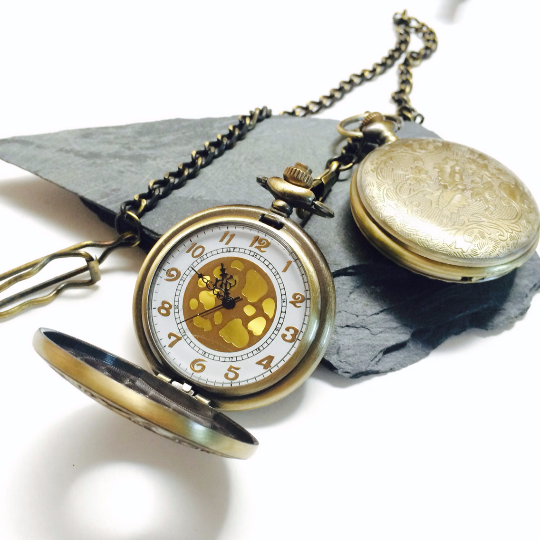 Pocket watches with Chain Bronze Quartz PocketWatch Steampunk Gift for Groomsmen