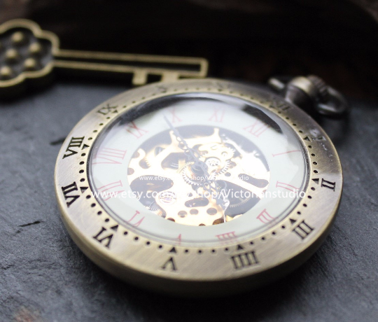 Prefect Wedding Gift Engravable Men's Pocket Watch Personalized Gift  Open Face Antique Gold Bronze Pocketwatch with chain wedding gifts for groomsmen M19