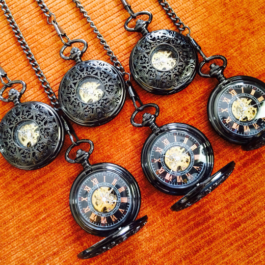 Neo Victorian Engravable Pocket Watch Mechanical Watch with chain Personalized Gift for him Groomsmen gifts MPW005