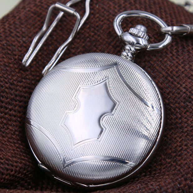 Silver Mechanical Pocket Watch Personalized Engravable Groomsmen Gift MPW011