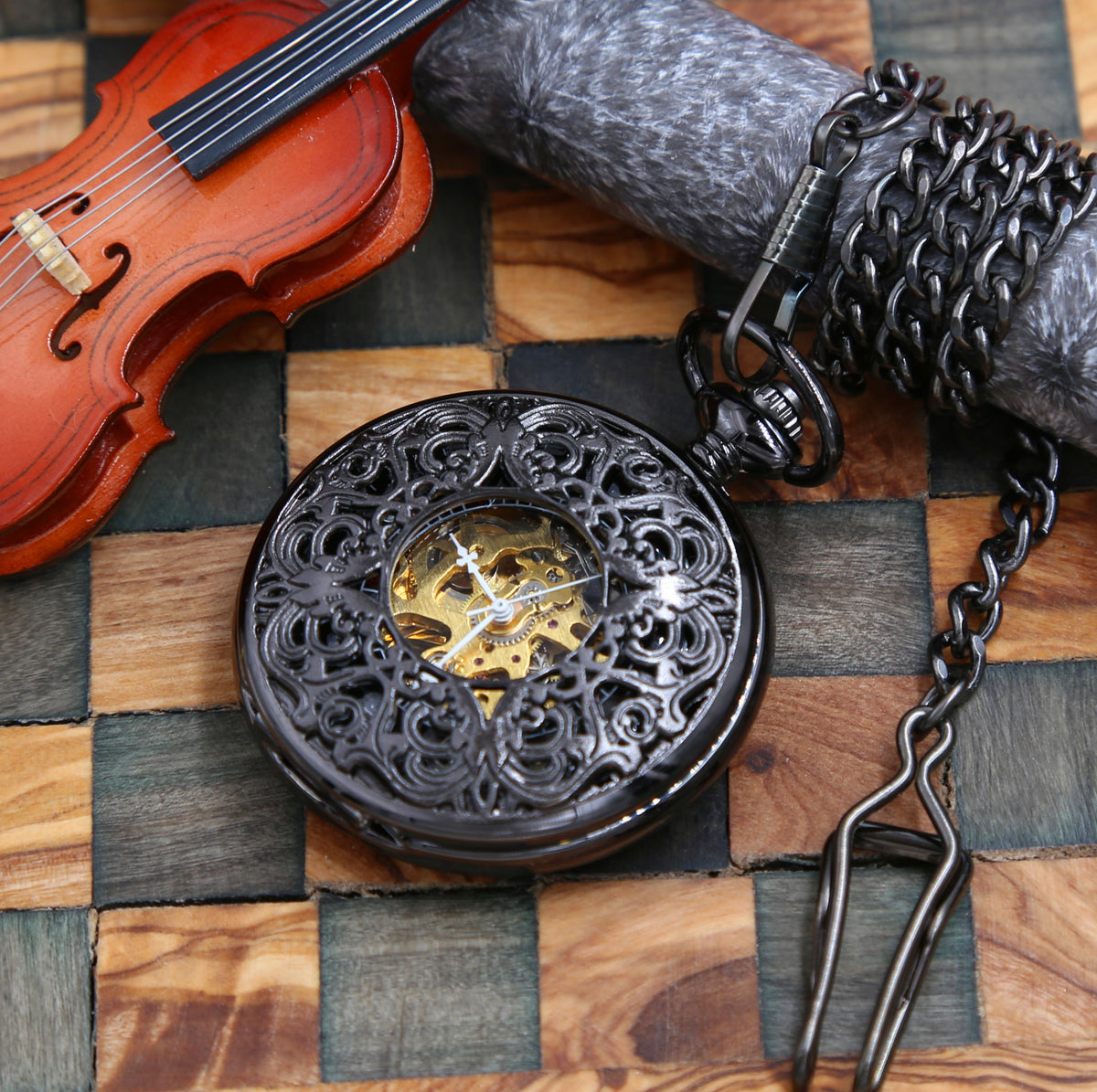 Neo Victorian Engravable Pocket Watch Mechanical Watch with chain Personalized Gift for him Groomsmen gifts MPW005