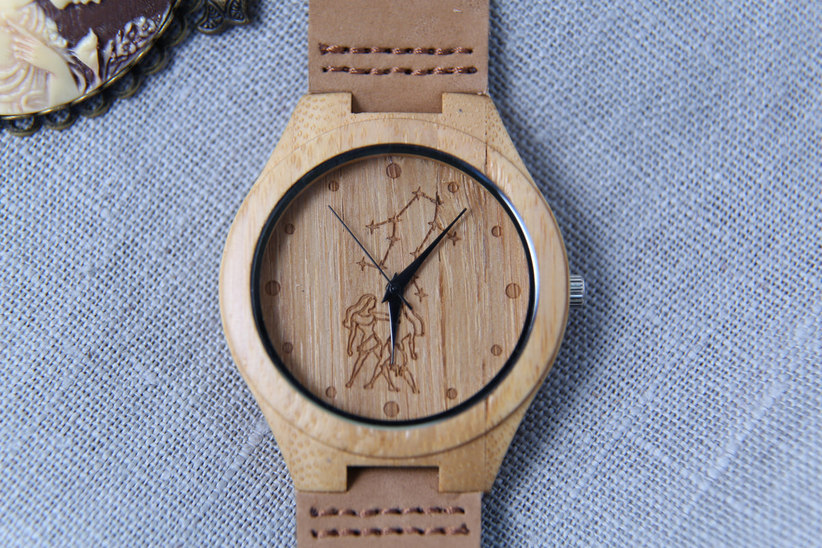 Men Wooden Quartz Watch With Constellation Christmas Gift Groomsmen Gift 002