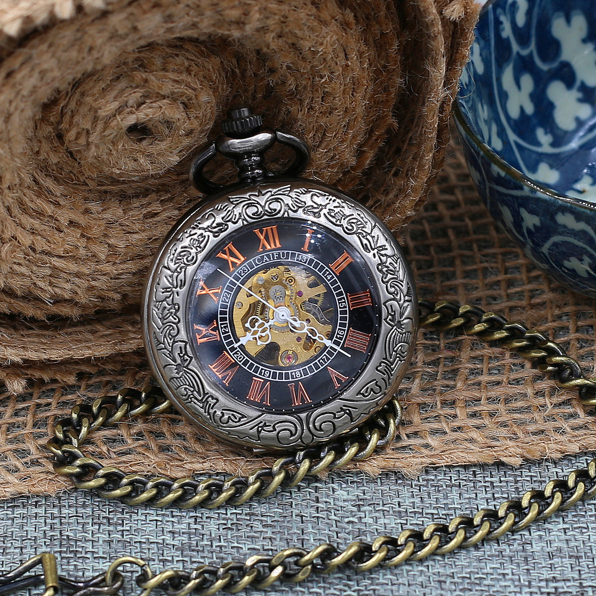 Antique Victorian Engravable Pocket Watch Mens Personalized Mechanical Pocketwatch Groomsmen gift idea MPW017