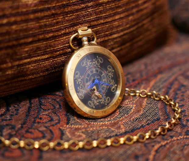 Antiqued Golden Tone Pocket Watch Copper Steampunk Winding Mechanical Vintage Pocket Watch- Father's Day Gift  MPW012
