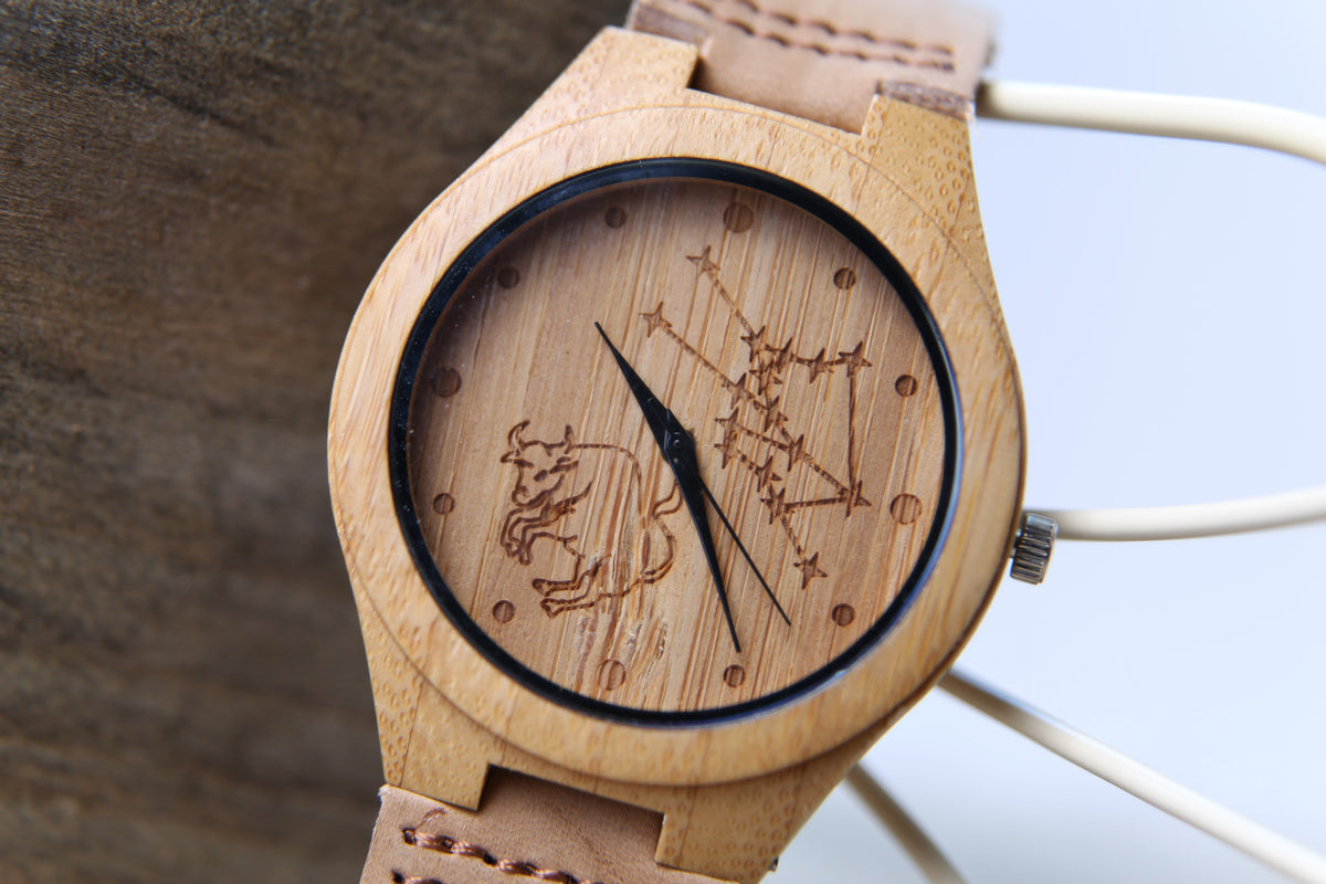 Men Wooden Quartz Watch With Constellation Christmas Gift Groomsmen Gift