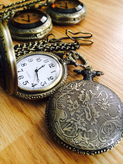 Traditional Antique Bronze Pocket Watch with chain Gift For Him