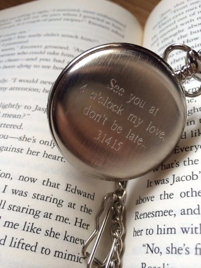 Engraved Pocket Watch Personalized Silver Brushed Full Hunter Groomsmen Gift Ships from Canada