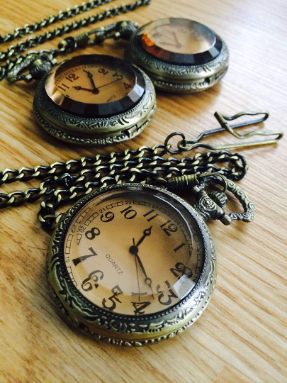 Traditional Antique Bronze Pocket Watch with chain Gift For Him