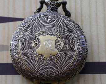 Engraved Groomsmen Gift Wedding Gift Antique Bronze 19 Century Quartz Pocket Watch
