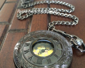 Wedding Black Steampunk Pocket Watches with Chain ships from Canada Groomsmen Gift set