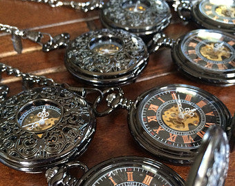 Neo Victorian Engravable Pocket Watch Mechanical Watch with chain Personalized Gift for him Groomsmen gifts MPW005